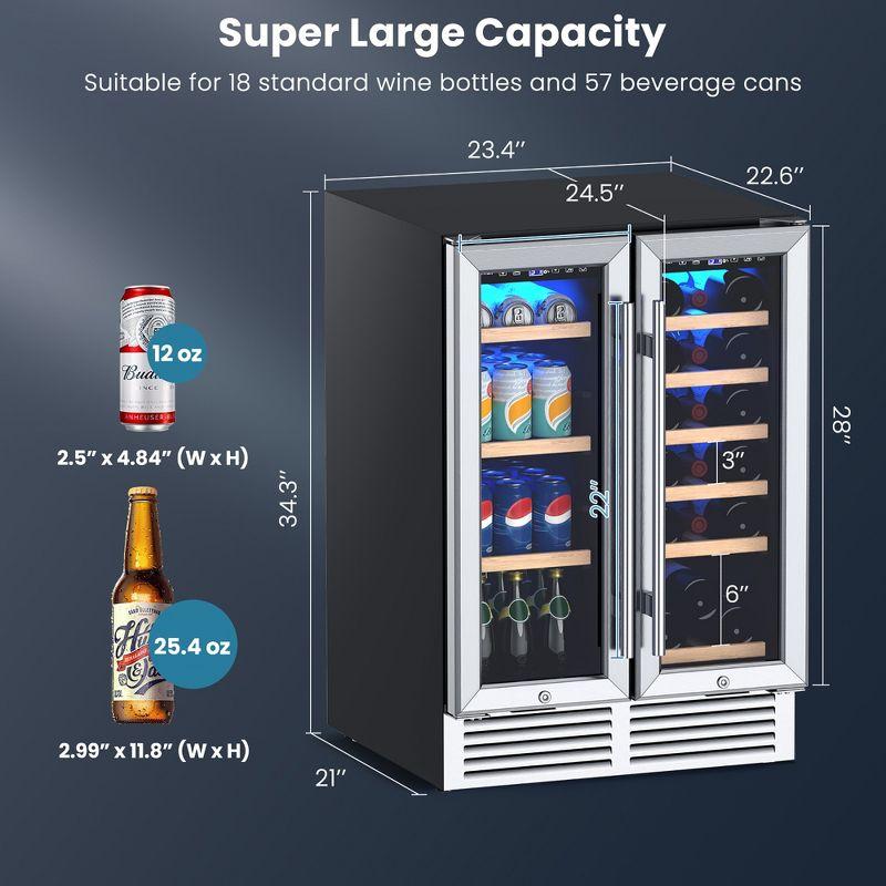 24'' Silver Dual Zone Wine and Beverage Cooler with Interior Lighting