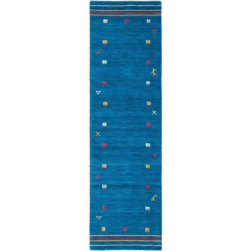 Handmade Blue Wool 27" Hand-Knotted Area Rug