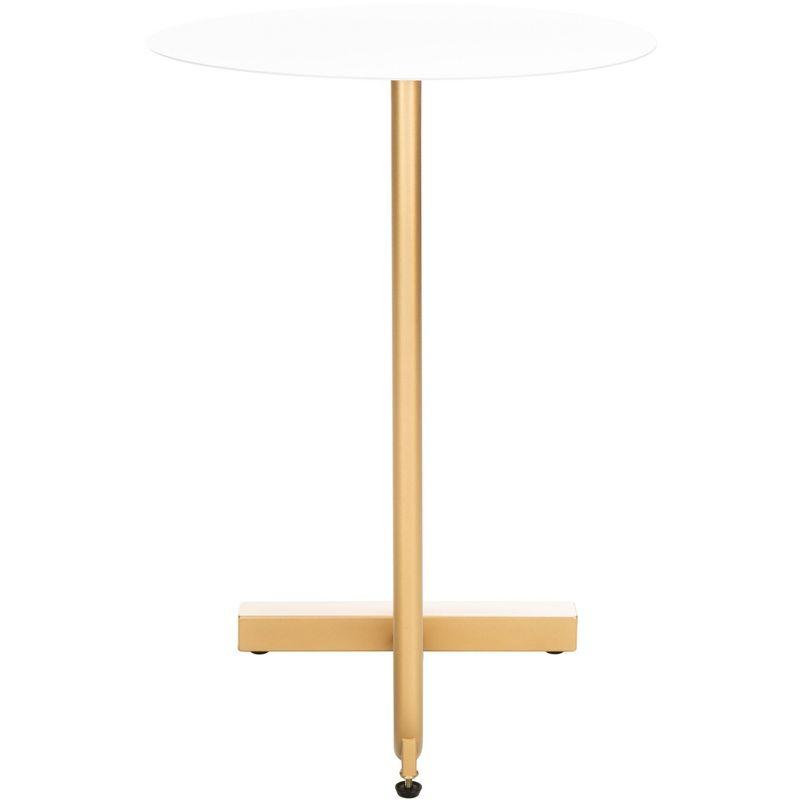Haylee Round Side Table - White/Gold - Safavieh.