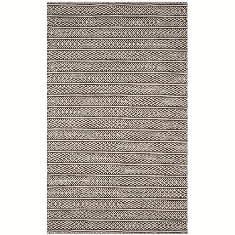 Ivory and Black Handwoven Cotton 6' x 9' Area Rug