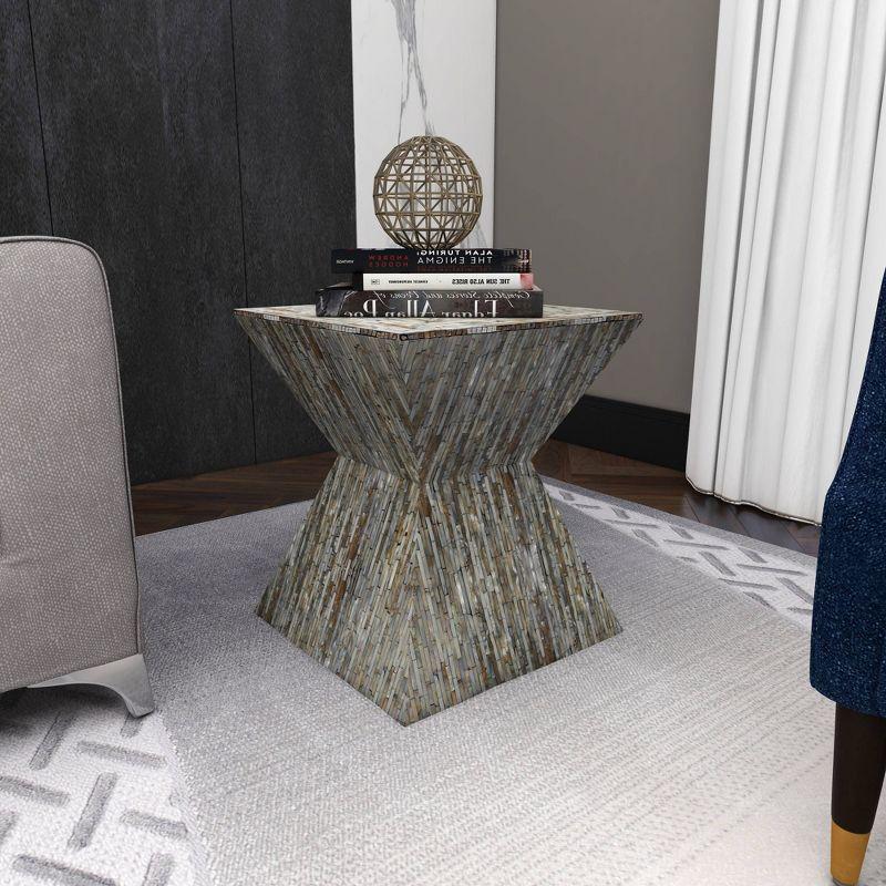 Shell Inlaid Wooden Accent Table Black - Olivia & May