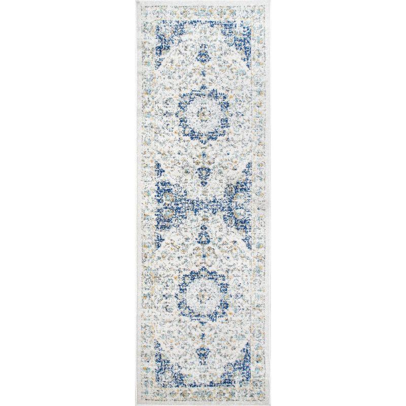 2'6"x10' Verona Vintage Persian Style Runner Rug Blue - nuLOOM: Classic Medallion Pattern, Low Pile, Indoor Use