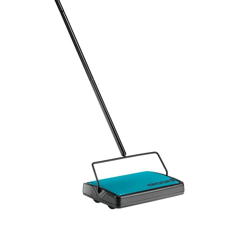 BISSELL EasySweep Compact Manual Sweeper - 2484A: Lightweight Floor & Carpet Sweeper, Cordless, Turquoise Blue