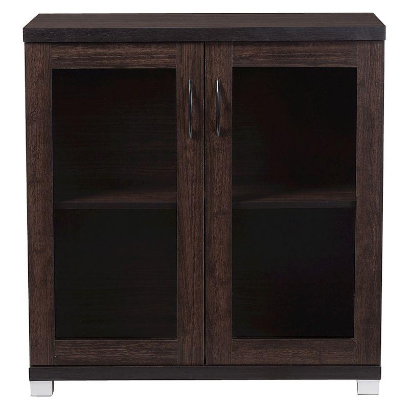 Zentra Modern and Contemporary Sideboard Storage Cabinet with Glass Doors - Dark Brown - Baxton Studio