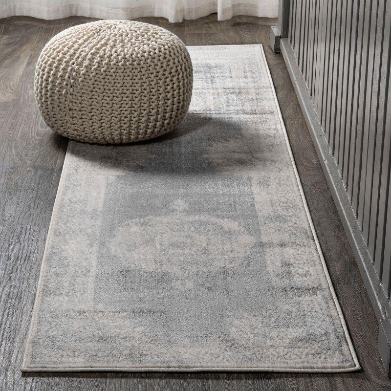 2'x10' Rosalia Cottage Medallion Runner Rug, Gray/Dark Gray - JONATHAN Y