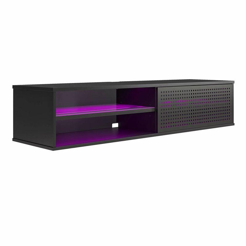 Glitch Floating TV Stand for TVs up to 60" Black - NTENSE: Modern Media Console, MDF Construction