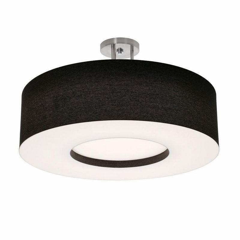 Montclair 24" Black and White Drum LED Semi-Flush Mount