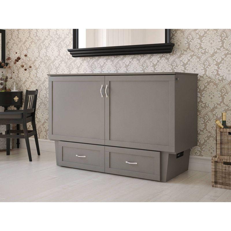 Queen Monroe Murphy Bed Chest with Memory Foam Mattress - AFI: USB Turbo Charger