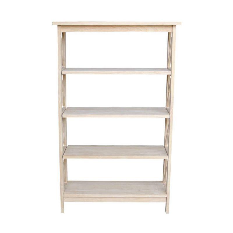 International Concepts 48" 4 Tier X-Sided Bookshelf: Hardwood Vertical Storage, Farmhouse Style, 30" Wide