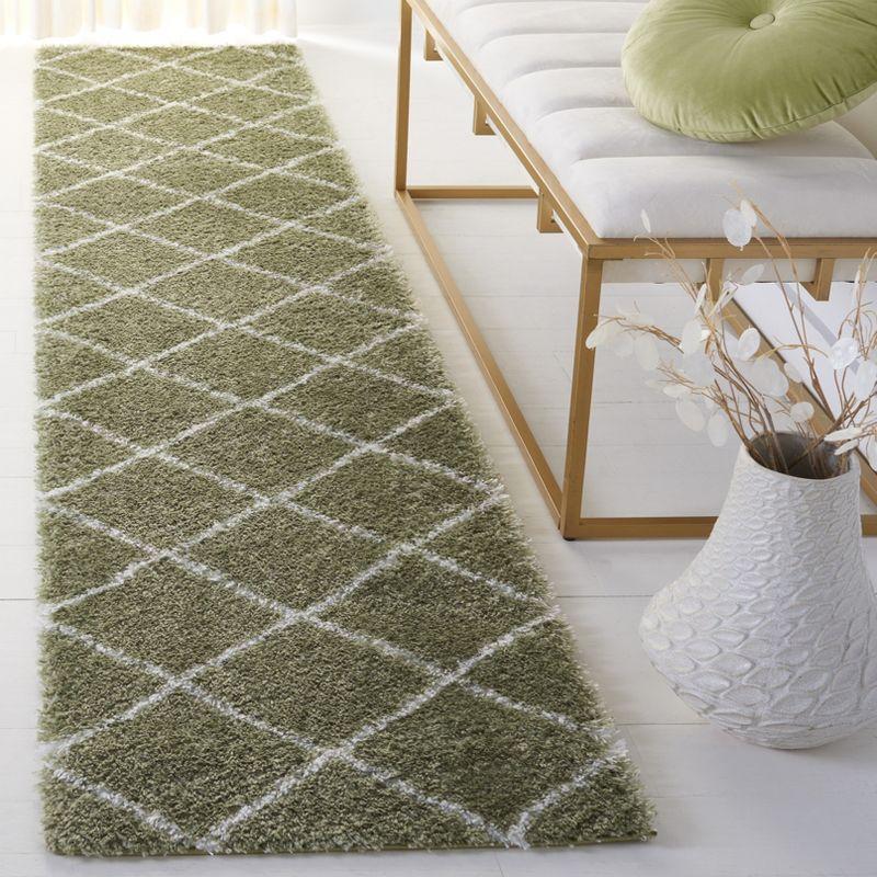 Tahoe Shag THO676 Power Loomed Runner Rug - Sage/White - 2'x9' - Safavieh.