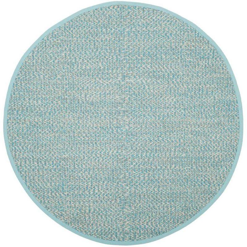 Coastal Charm Turquoise Multi Handwoven Cotton 6' Round Rug