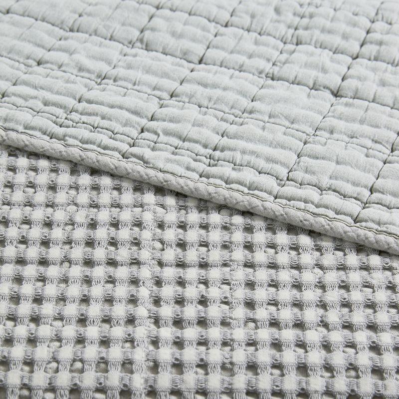 Gray Cotton Waffle Quilted Throw Blanket 50 x 60in