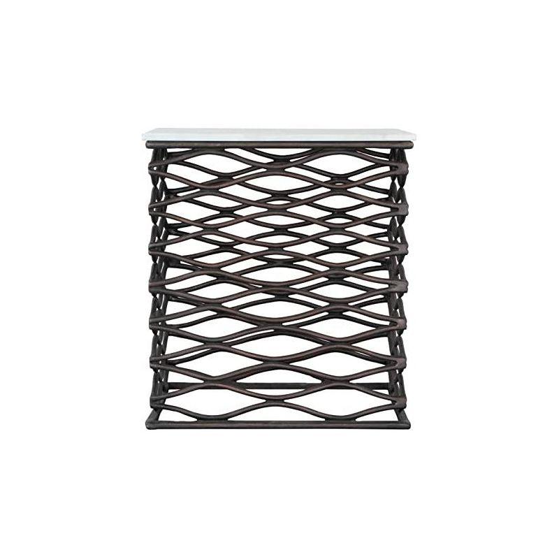 Zuo Duke Side Table White & Antique Bronze