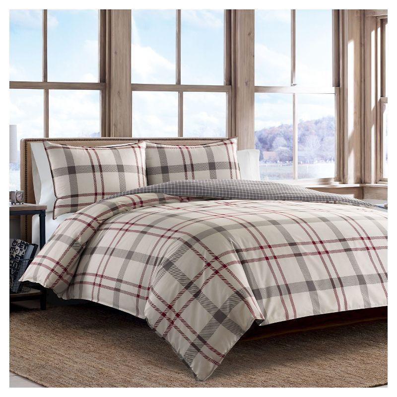 Twin Cotton Plaid Duvet Cover and Sham Set