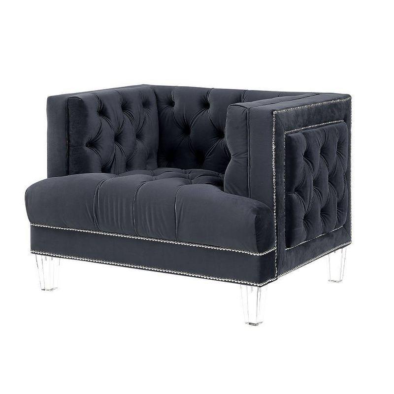 41" Ansario Chair Black Velvet - Acme Furniture: Plush, Tufted, Metal Frame, Easy Clean