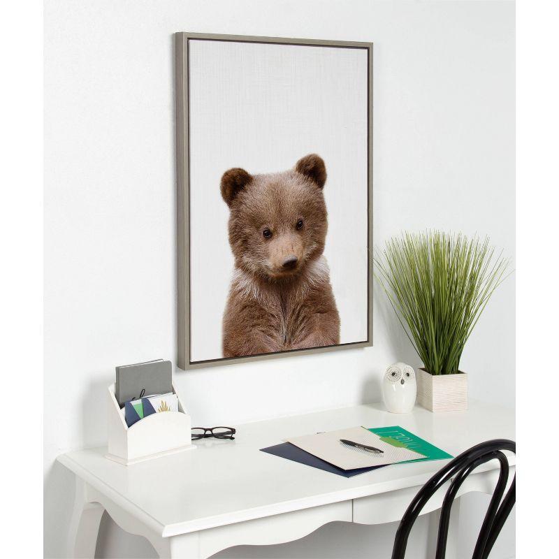 23" x 33" Sylvie Baby Bear Framed Canvas by Amy Peterson Gray: Nursery Wall Art - Kate & Laurel All Things Decor