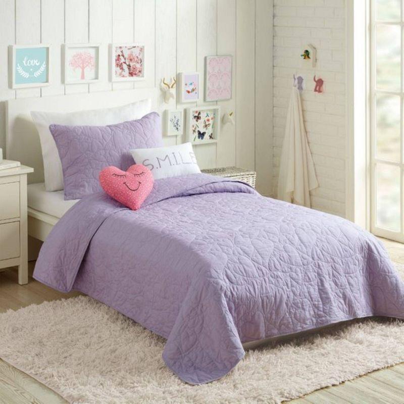 Heart 4-Piece 100% Cotton Twin Quilt Set