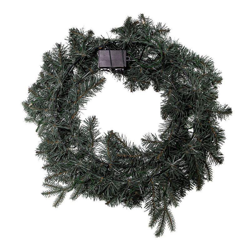 24" Warm White LED Cluster Light Blue Spruce Holiday Wreath