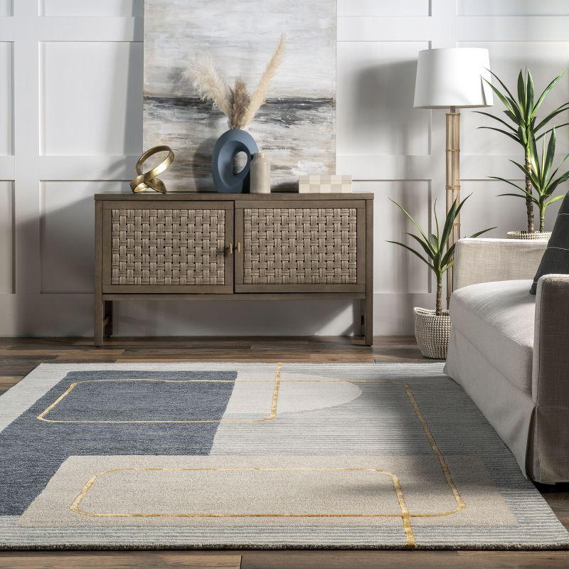 Nuloom Shelley Abstract Striped Wool Indoor Area Rug, 4' x 6', Blue