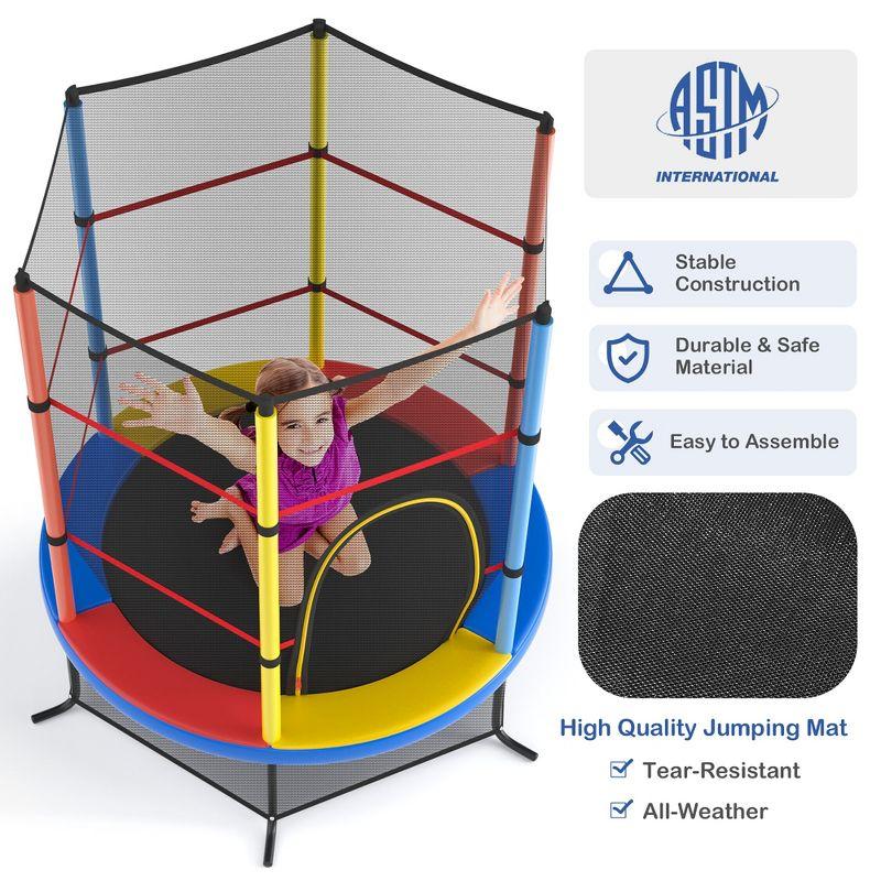 Costway 55'' Kids Trampoline Bouncing Jumping Mat Recreational Trampoline W/Enclosure Net