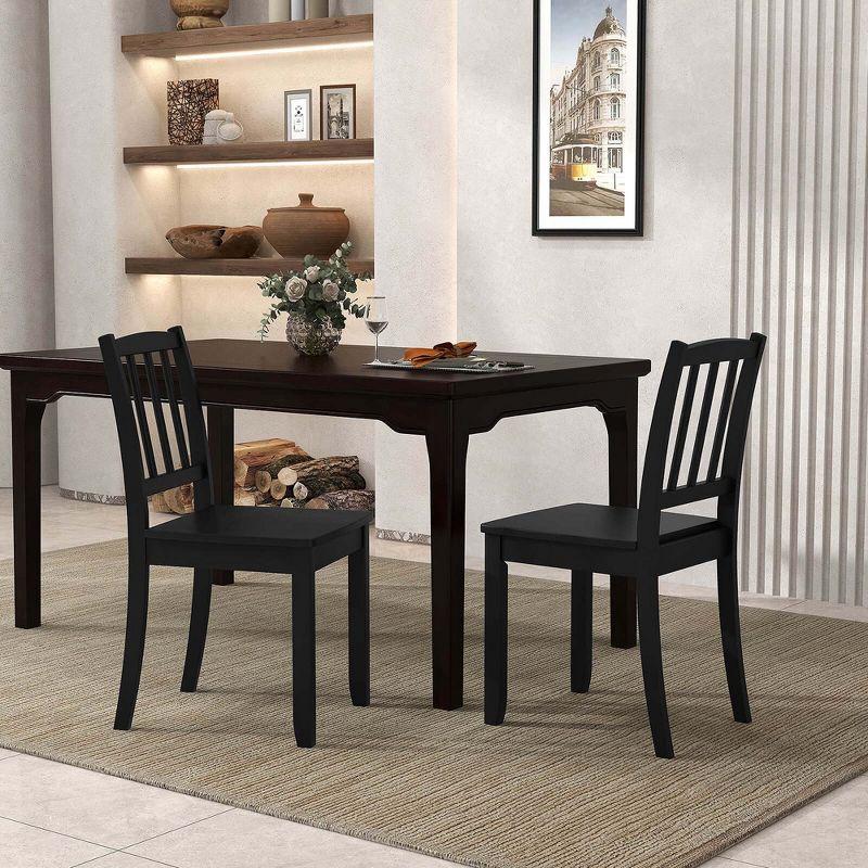 Costway Wood Dining Chair Set of 2 with Rubber Wood Legs Curved Backrest for Kitchen Black
