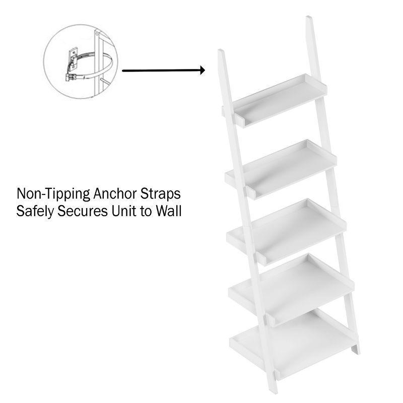 Lavish Home 5-Tier Freestanding Wood Ladder Bookshelf for Storage