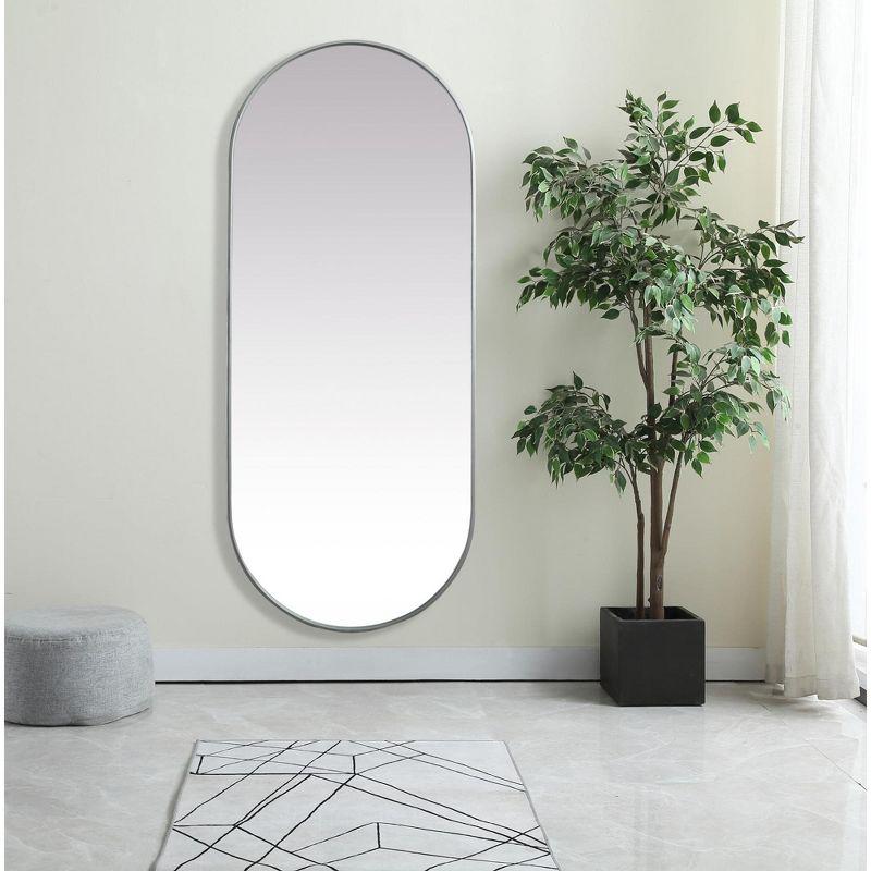 Elegant Lighting Metal Frame Oval Mirror 30x72 Inch in Silver