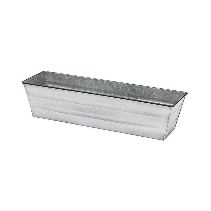 22" Galvanized Metal Rectangular Planter Box Cape Cod White - ACHLA Designs: Steel Construction, Wall-Mountable, Patina Finish