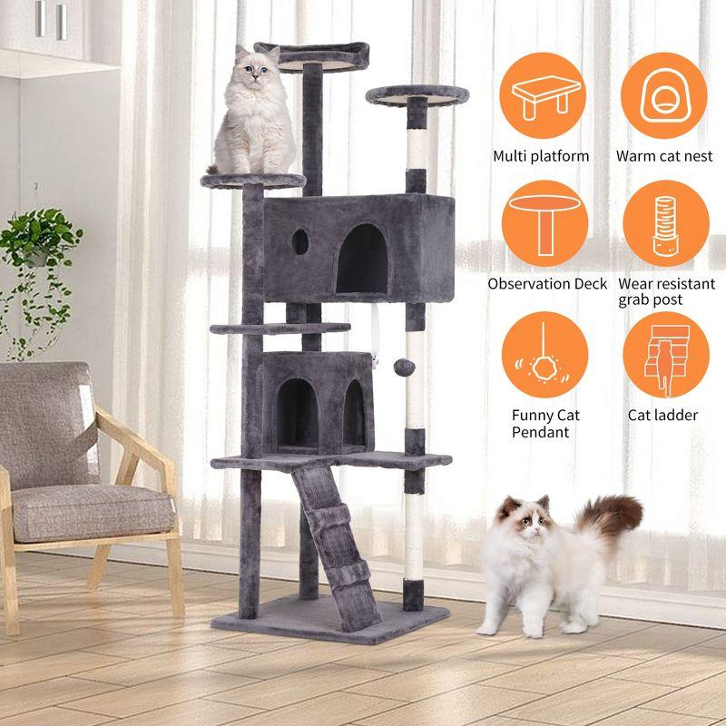Tucker Murphy Pet™ 70In Cat Tree Tower For Indoor Cats,Multi-Level, Furniture Activity Center With Scratching Posts Stand House Cat Condo With Funny Toys For Kittens Pet Play House,Dark Gray