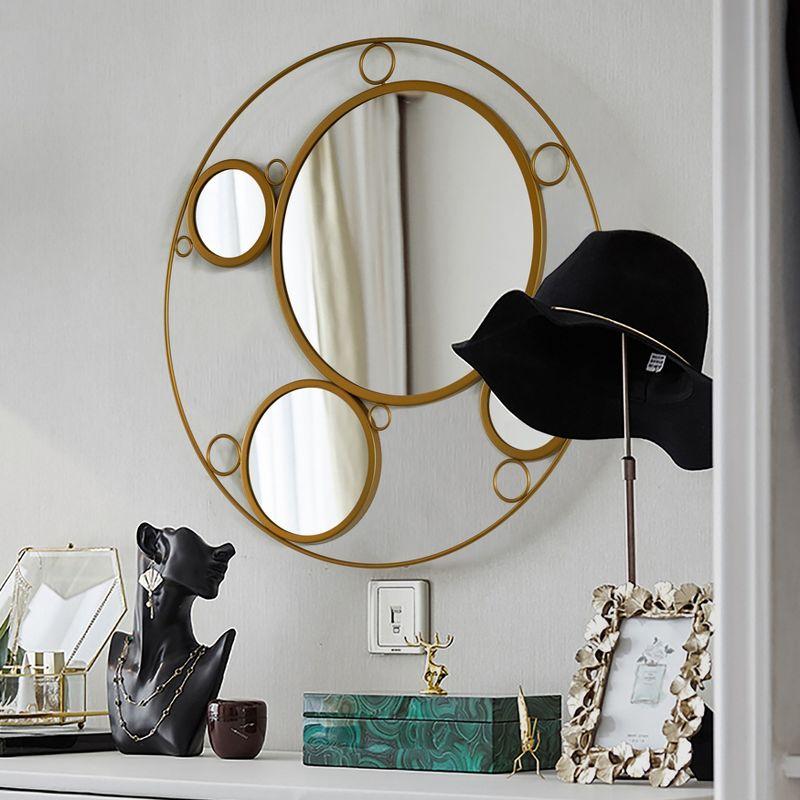 Mercer41 Hildebert Decorative 19.75-inch Round Frame Gold Modern Accent Mirror with 4 Glass Mirror Balls