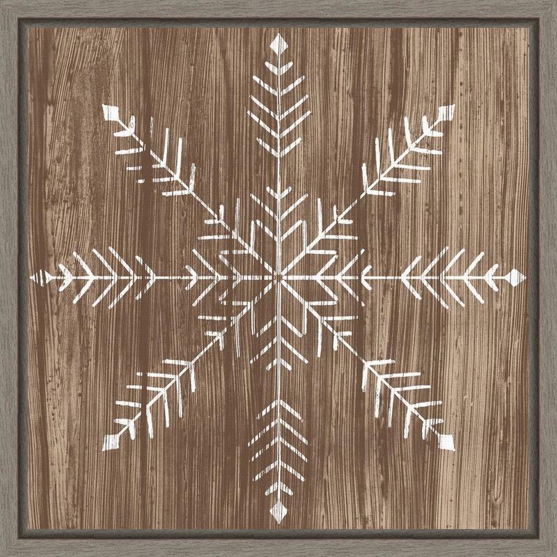 Rustic Brown and White Snowflake Canvas Wall Art