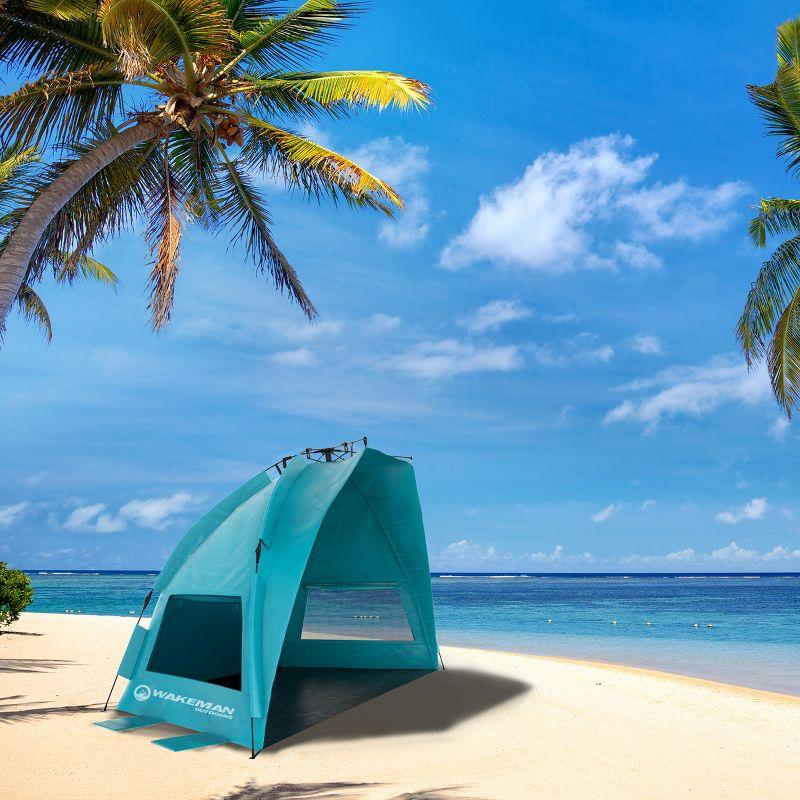 Turquoise Pop-Up Beach Tent with UV Protection and Mesh Windows