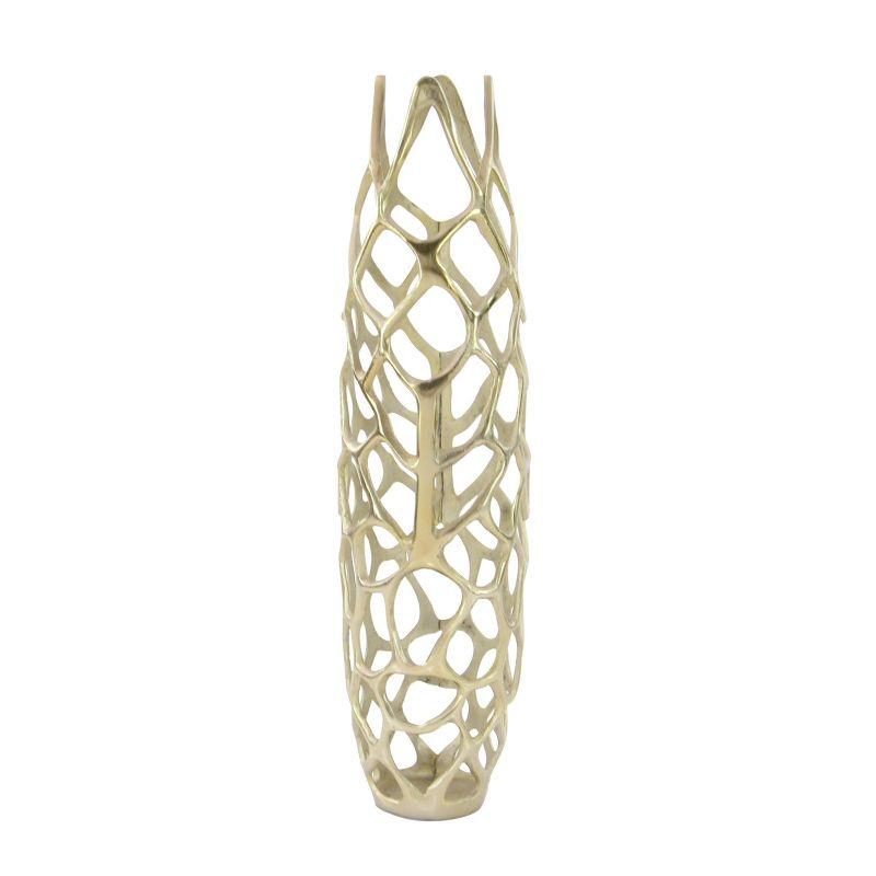 Olivia & May 31" x 9" Eclectic Woven Net-Inspired Aluminum Vase Gold - Indoor Contemporary Amphora Design