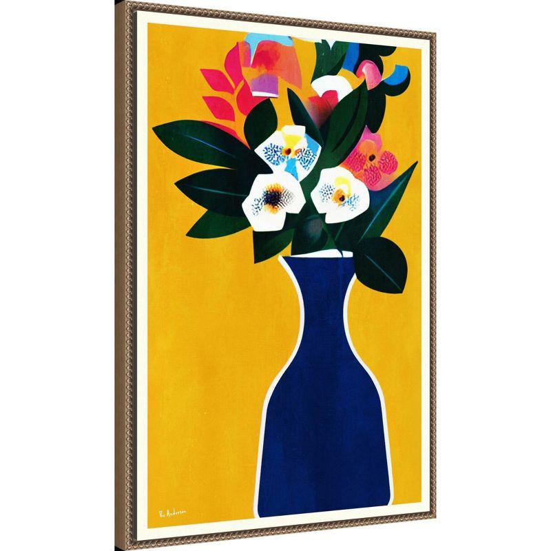 23"x33" Sunshine Flowers by Bo Anderson Framed Canvas Wall Art Print Bronze - Amanti Art