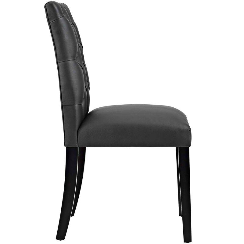 Black Faux Leather Upholstered Side Chair with Wood Legs, Set of 2