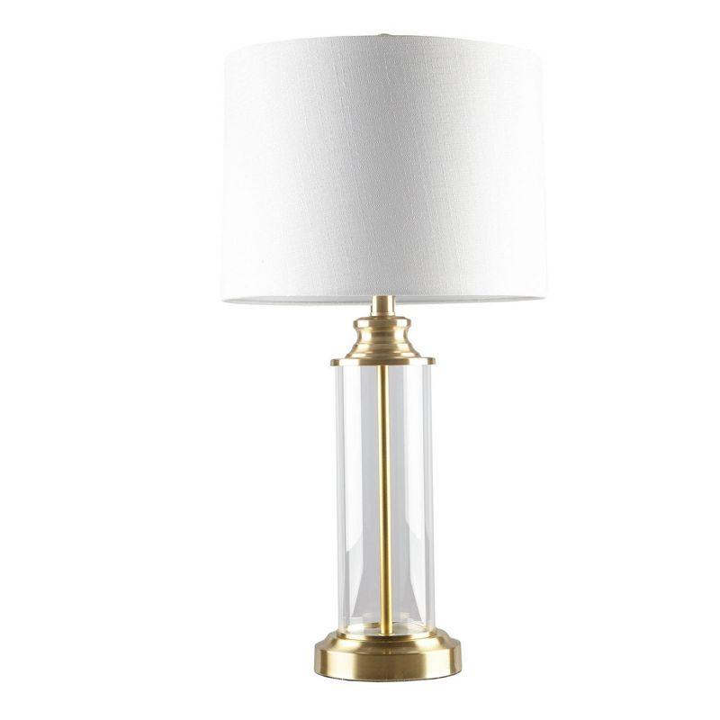 Gold and Clear Glass Cylinder Table Lamp Set with Drum Shades