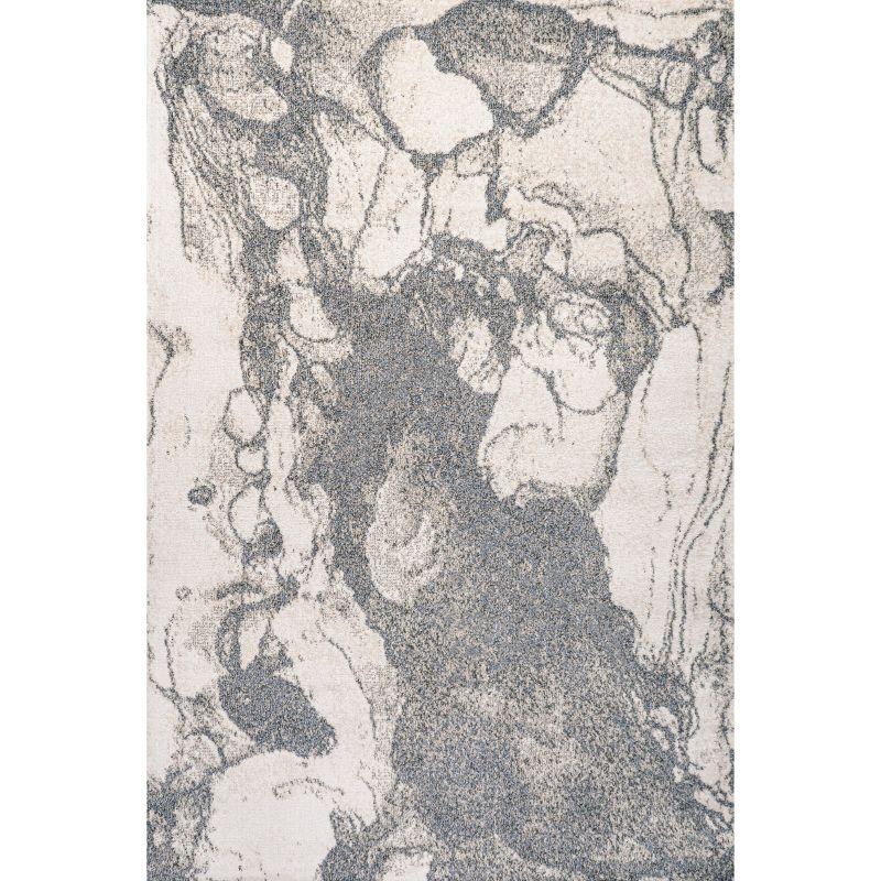 5' x 8' Marmo Abstract Marbled Modern Area Rug, Gray/Cream - JONATHAN Y