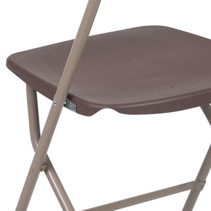 Flash Furniture Hercules Series Plastic Folding Chair Brown - 2 Pack 650LB Weight Capacity Comfortable Event Chair-Lightweight Folding Chair