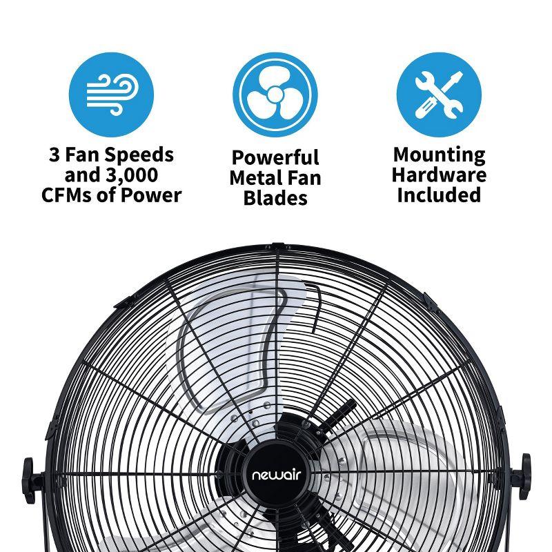 Newair Newair 20" High Velocity Wall Mount Fan, Heavy Duty Waterproof Outdoor Fan, Adjustable Tilt and 3 Speeds up to 4650 CFM, Pull Chain Switch