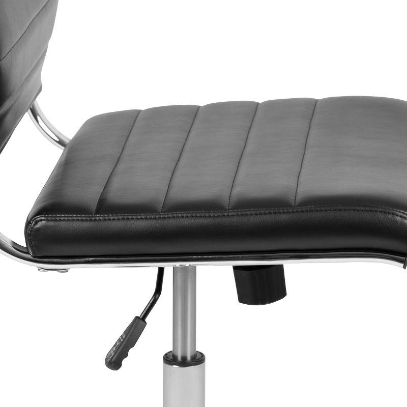 Merrick Lane Ergonomic Swivel Office Chair Ribbed Back and Seat Mid-Back Armless Computer Desk Chair with Metal Base