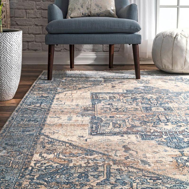 Nuloom Harriet Oriental/Persian 7x9 Indoor Area Rug for Living Room Bedroom Dining Room Kitchen, Light Blue/Multicolor