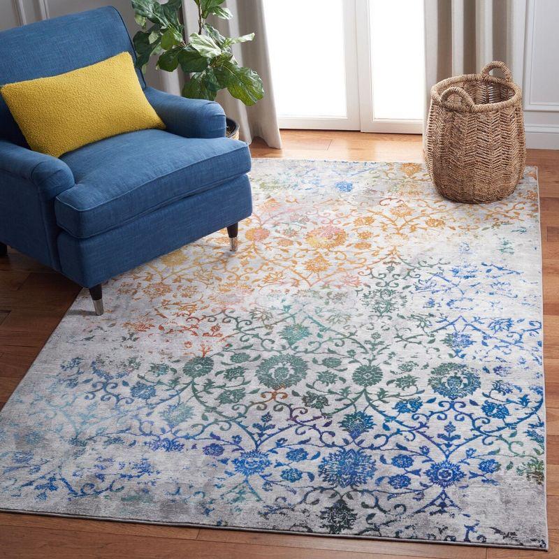 Leonard Multicolor Floral Damask Rectangular Area Rug