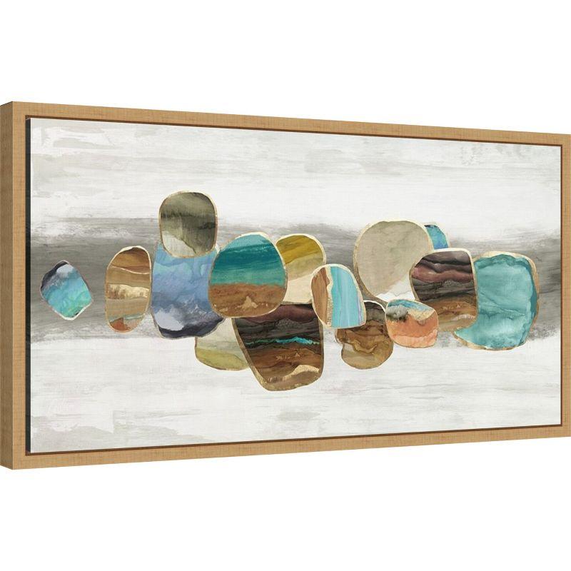 Multicolored Abstract Stones Canvas Wall Art with Maple Frame