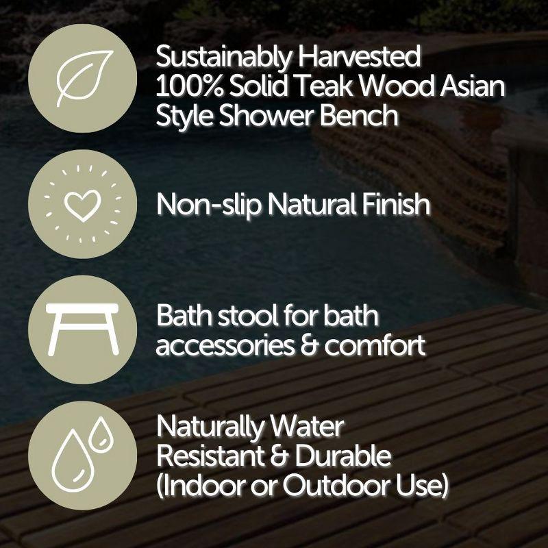 Nordic Teak 30" Asian Style Shower Bench with Shelf - Beige