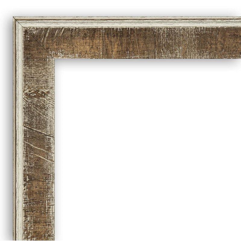 Amanti Art Farmhouse Brown Narrow Non-Beveled Wood Bathroom Wall Mirror