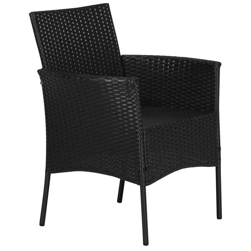 Tangkula Outdoor 2 PCS Rattan Dining Chair Patio Cushioned Arm Chair w/Zipper Black