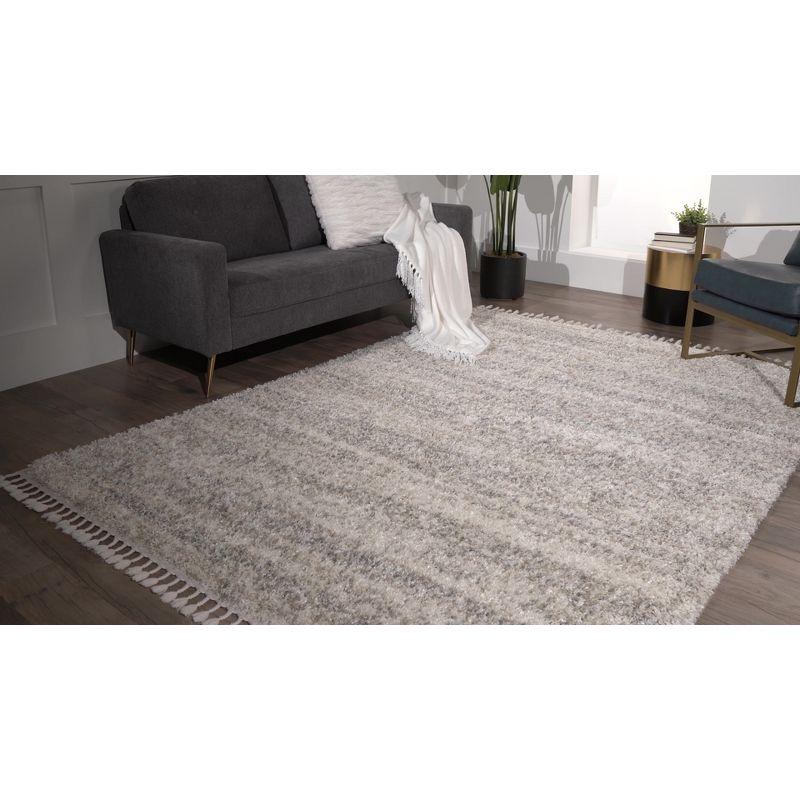 Ivory Braided Tassel 9' x 12' Shag Area Rug