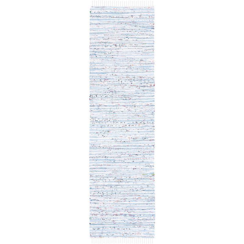 Rag Runner Rug RAR125 Hand Woven Runner Rug - Light Blue/Multi - 2'6"x14' - Safavieh.