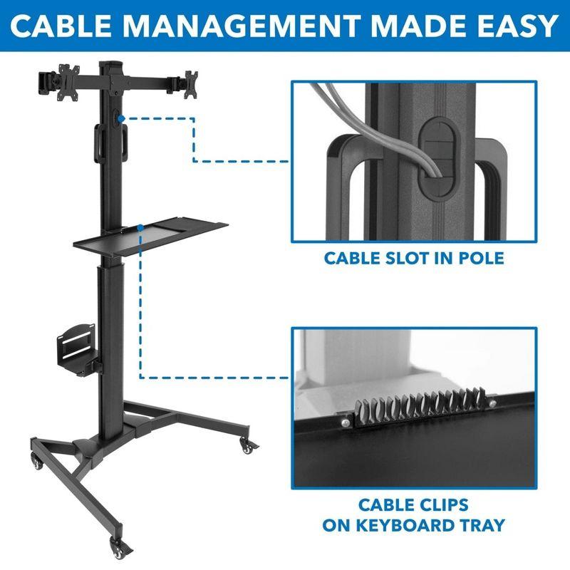 Mount-It! Adjustable Mobile Standing PC Workstation & Computer Cart with Adjustable Keyboard Tray and CPU Holder | Fits Monitors 13 to 32 in.