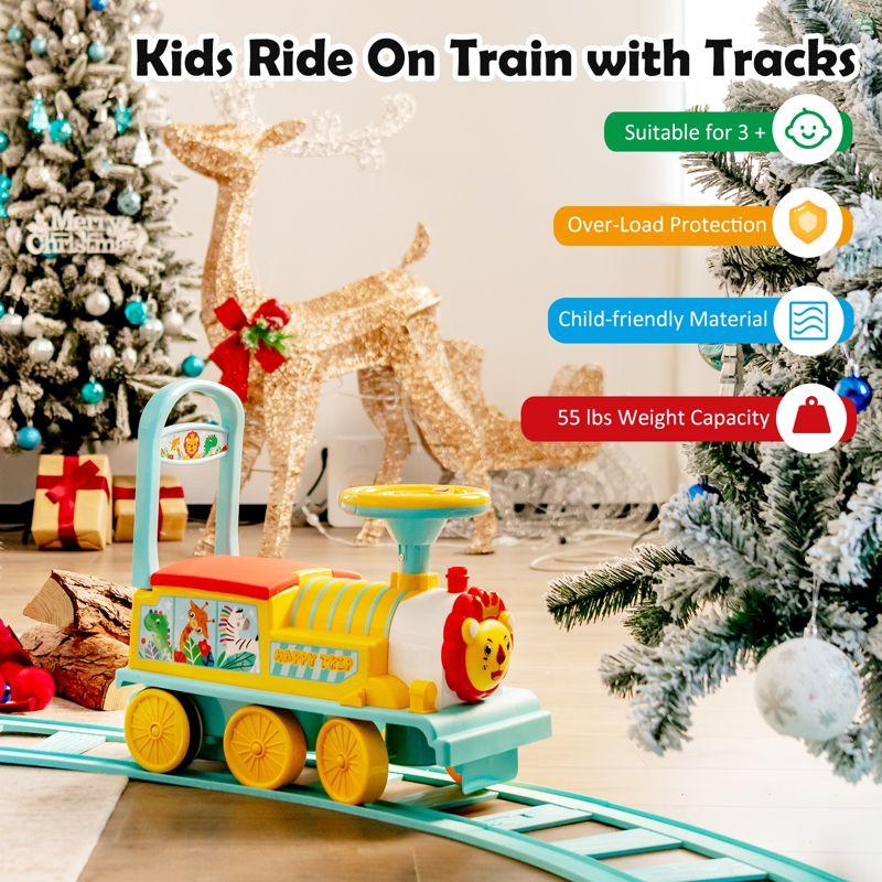 Costway 6V Electric Kids Ride On Train Motorized Train Toy w/ Track & 6 Wheels